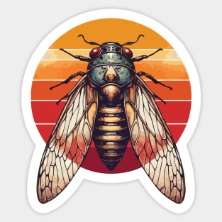 Cicada Retro Sunset Sticker